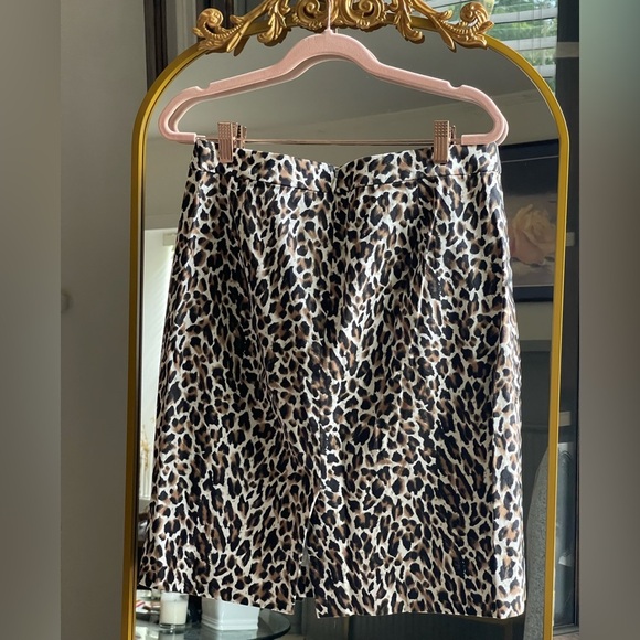 J Crew The Pencil Skirt Brown Leopard Print - Picture 5 of 9